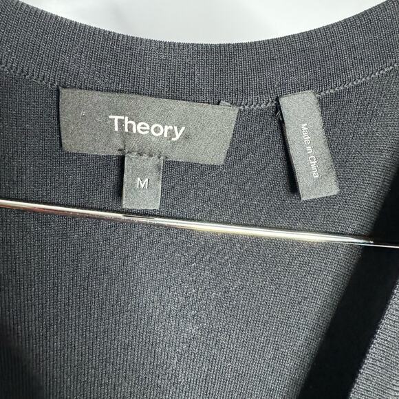 Theory Wrap Bodysuit Lustrate Jumpsuit Wide Leg V Neck  Black Minimalisst Sz M - Picture 10 of 11